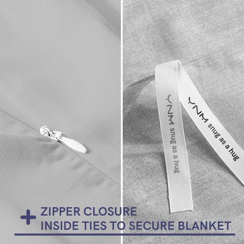 YnM Exclusive Cooling Duvet Cover for Weighted Blankets with 16 Strings (Light Grey, 60"x80") - Image 3
